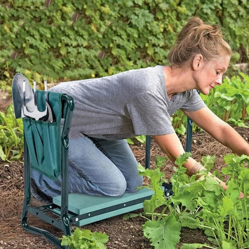 Jardek - Sgabello pieghevole per il giardino con tasche per le ginocchia