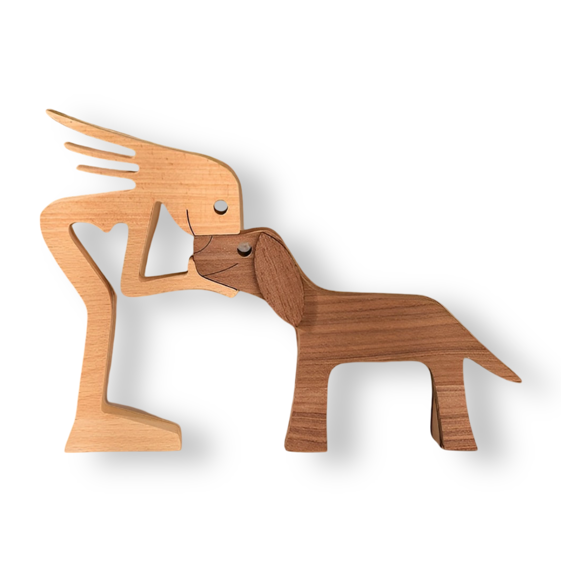 SculptAmical - Scultura in legno fatta a mano – Simbolo dell'amicizia – Cane & Uomo – 100 % legno naturale