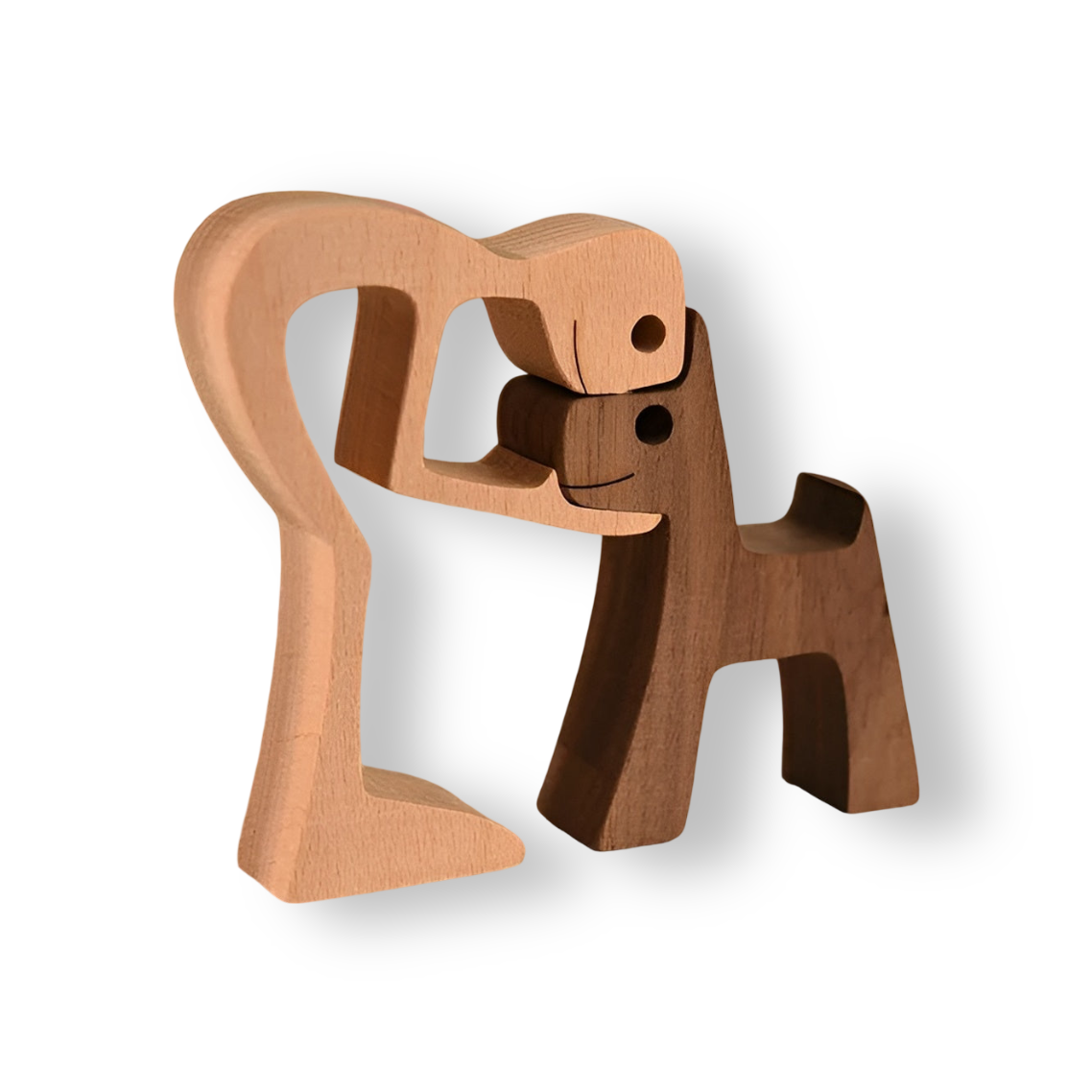 SculptAmical - Scultura in legno fatta a mano – Simbolo dell'amicizia – Cane & Uomo – 100 % legno naturale