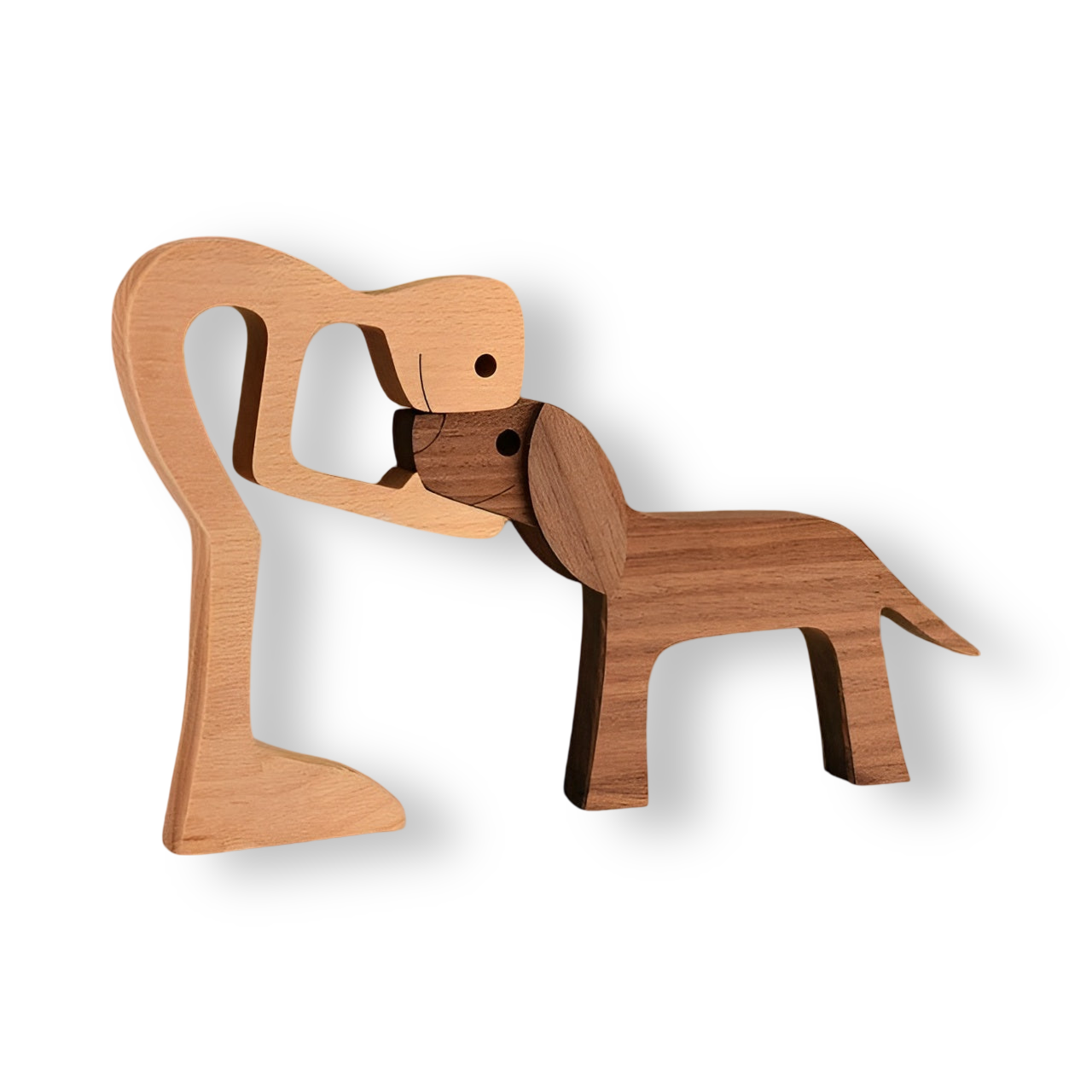 SculptAmical - Scultura in legno fatta a mano – Simbolo dell'amicizia – Cane & Uomo – 100 % legno naturale