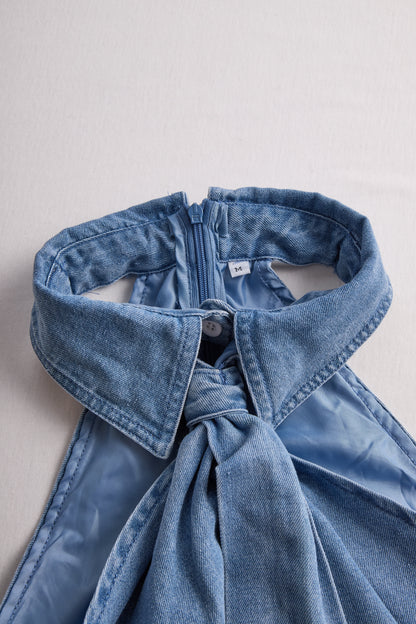 Clémence - Blusa senza maniche con colletto a halter e dettaglio nodo per donne