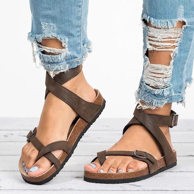 Sandali da donna comodi con cinturini incrociati e soletta – Scarpe estive alla moda per la vita quotidiana e le vacanze