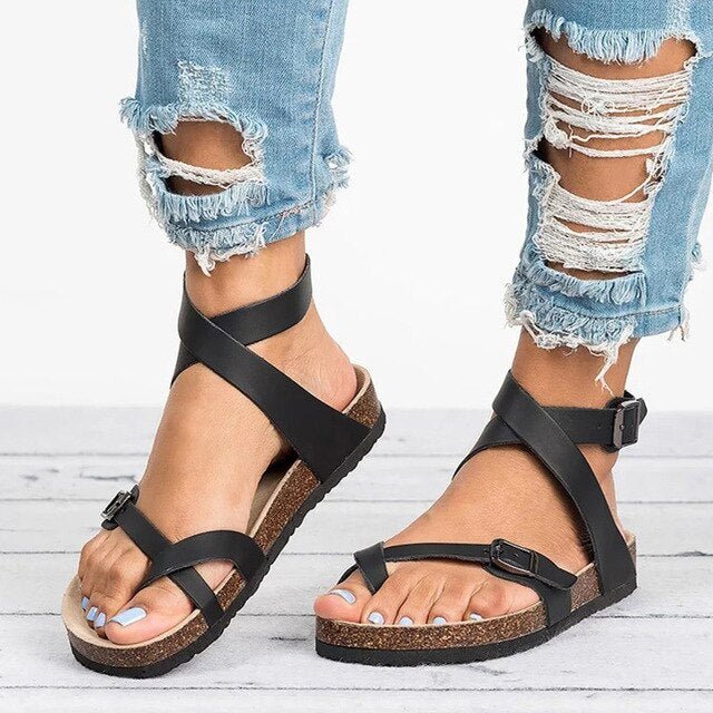 Sandali da donna comodi con cinturini incrociati e soletta – Scarpe estive alla moda per la vita quotidiana e le vacanze