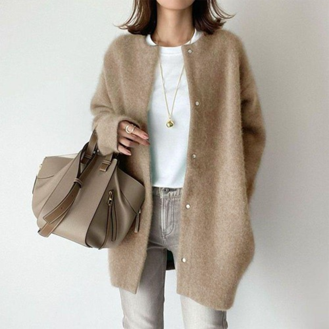 Cardigan Elegante in Maglia per Donne – Morbido, Cardigan Lungo con Bottoni & Vestibilità Ampia