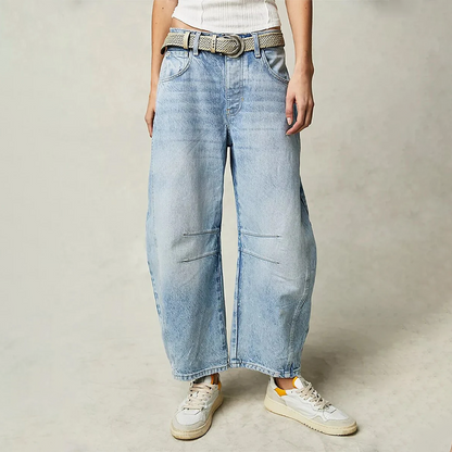 Jeans casual da donna con gamba larga e vita alta – Comodi pantaloni in denim loose-fit