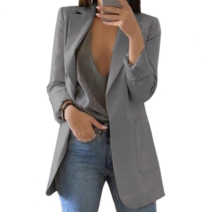 Elegante giacca lunga da donna – Blazer business moderno con frontale aperto
