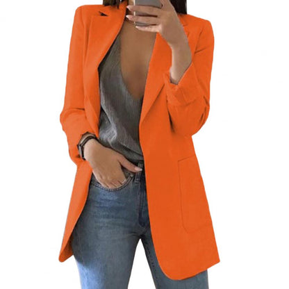 Elegante giacca lunga da donna – Blazer business moderno con frontale aperto