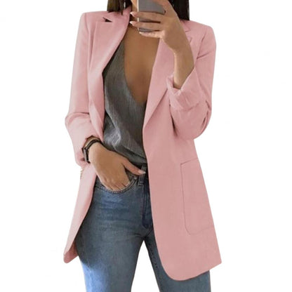Elegante giacca lunga da donna – Blazer business moderno con frontale aperto