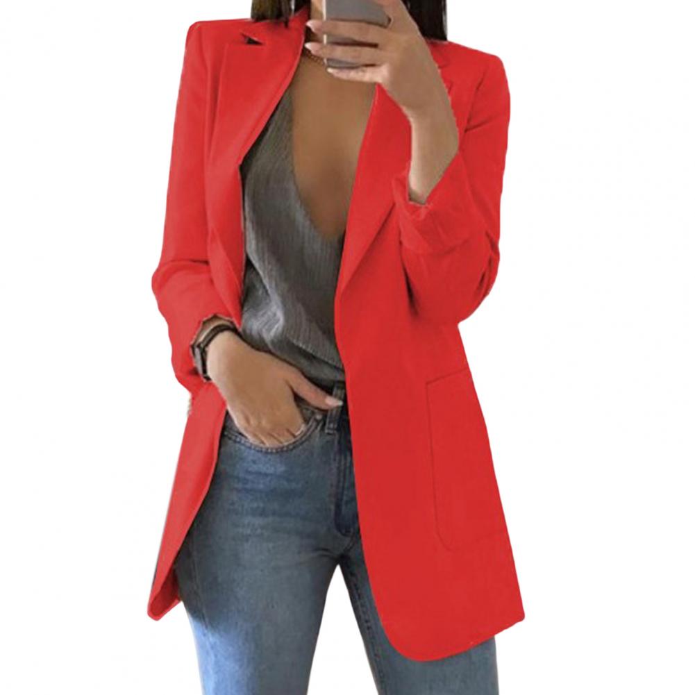 Elegante giacca lunga da donna – Blazer business moderno con frontale aperto
