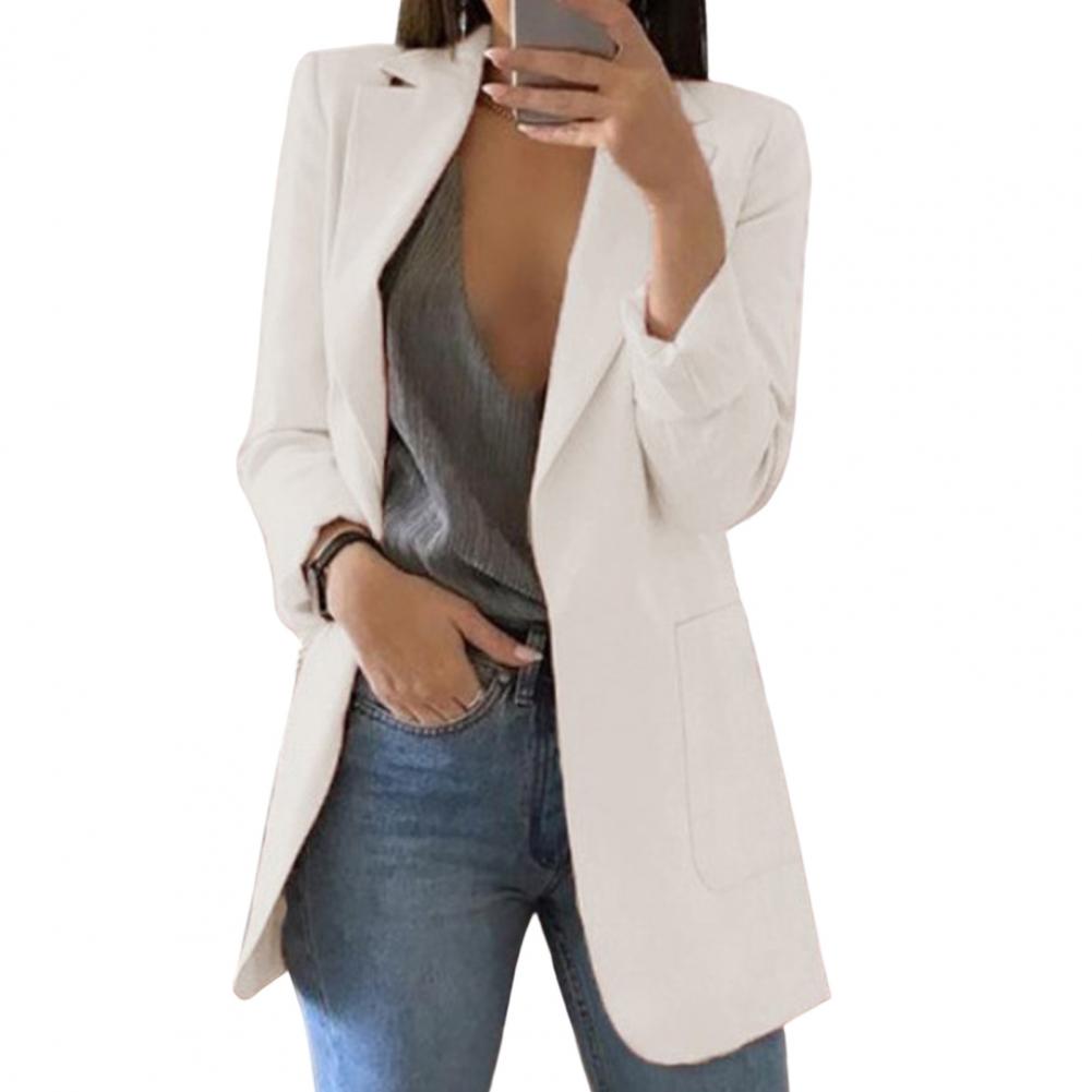 Elegante giacca lunga da donna – Blazer business moderno con frontale aperto