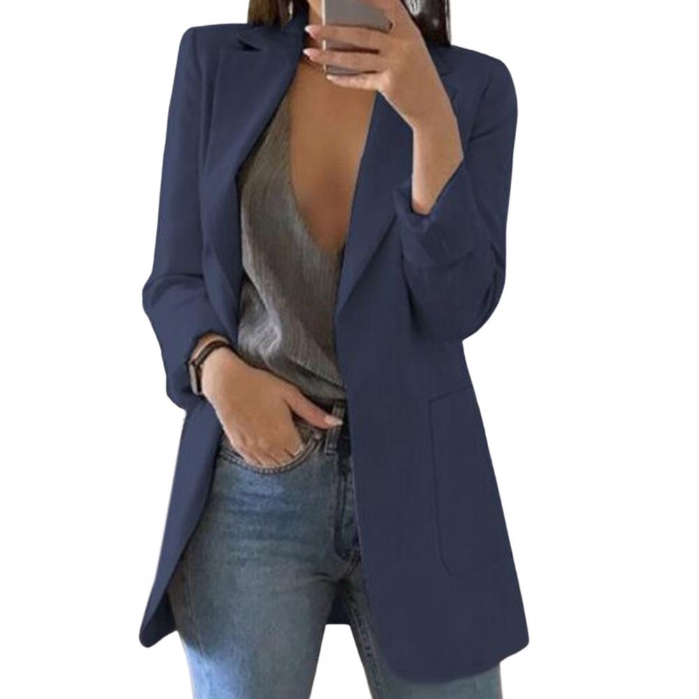 Elegante giacca lunga da donna – Blazer business moderno con frontale aperto