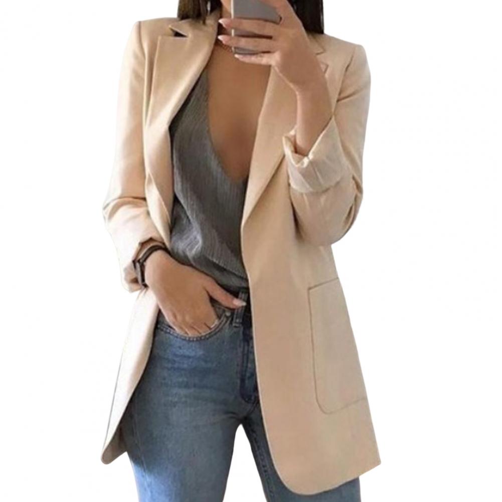 Elegante giacca lunga da donna – Blazer business moderno con frontale aperto