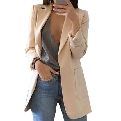 Elegante giacca lunga da donna – Blazer business moderno con frontale aperto