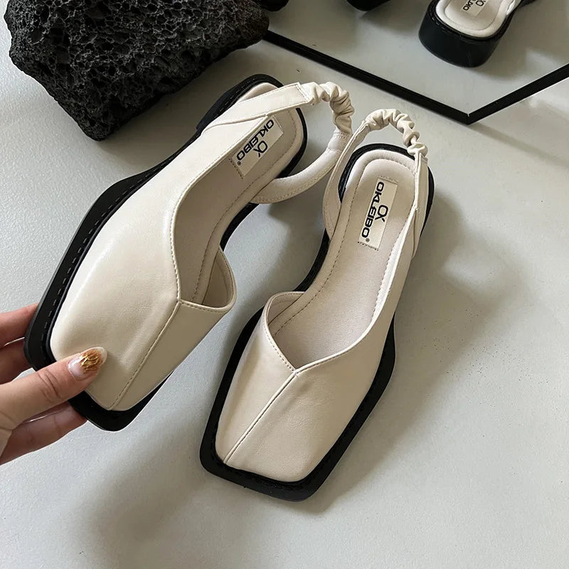 Eleganti Slingback Flats per Donne – Comode Scarpe Slip-On con Punta Quadrata e Fascia Posteriore Elastica