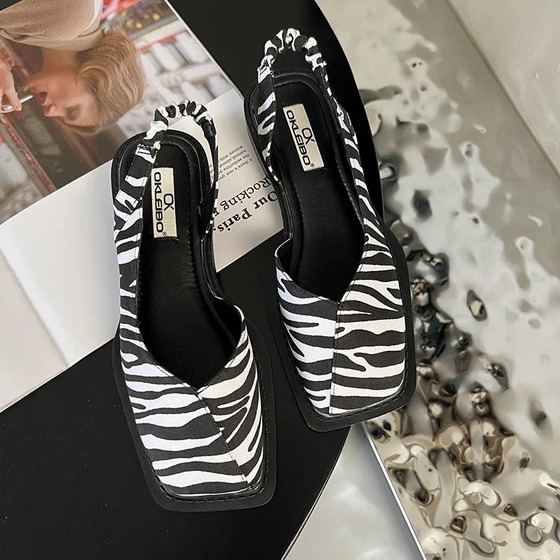 Eleganti Slingback Flats per Donne – Comode Scarpe Slip-On con Punta Quadrata e Fascia Posteriore Elastica