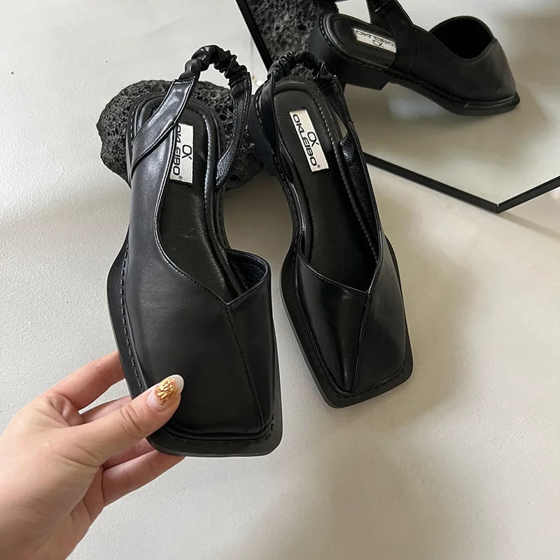 Eleganti Slingback Flats per Donne – Comode Scarpe Slip-On con Punta Quadrata e Fascia Posteriore Elastica