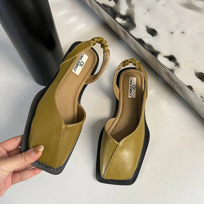 Eleganti Slingback Flats per Donne – Comode Scarpe Slip-On con Punta Quadrata e Fascia Posteriore Elastica