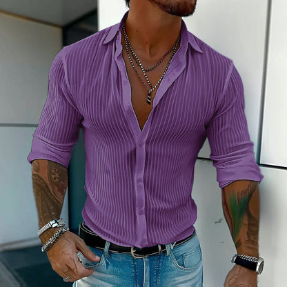 Maxence - Camicia a righe con colletto Milan per uomo