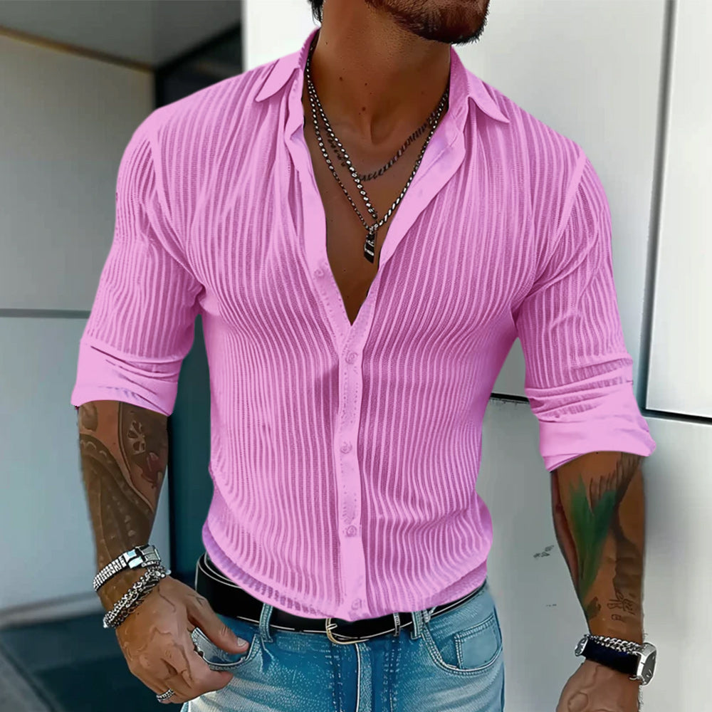 Maxence - Camicia a righe con colletto Milan per uomo