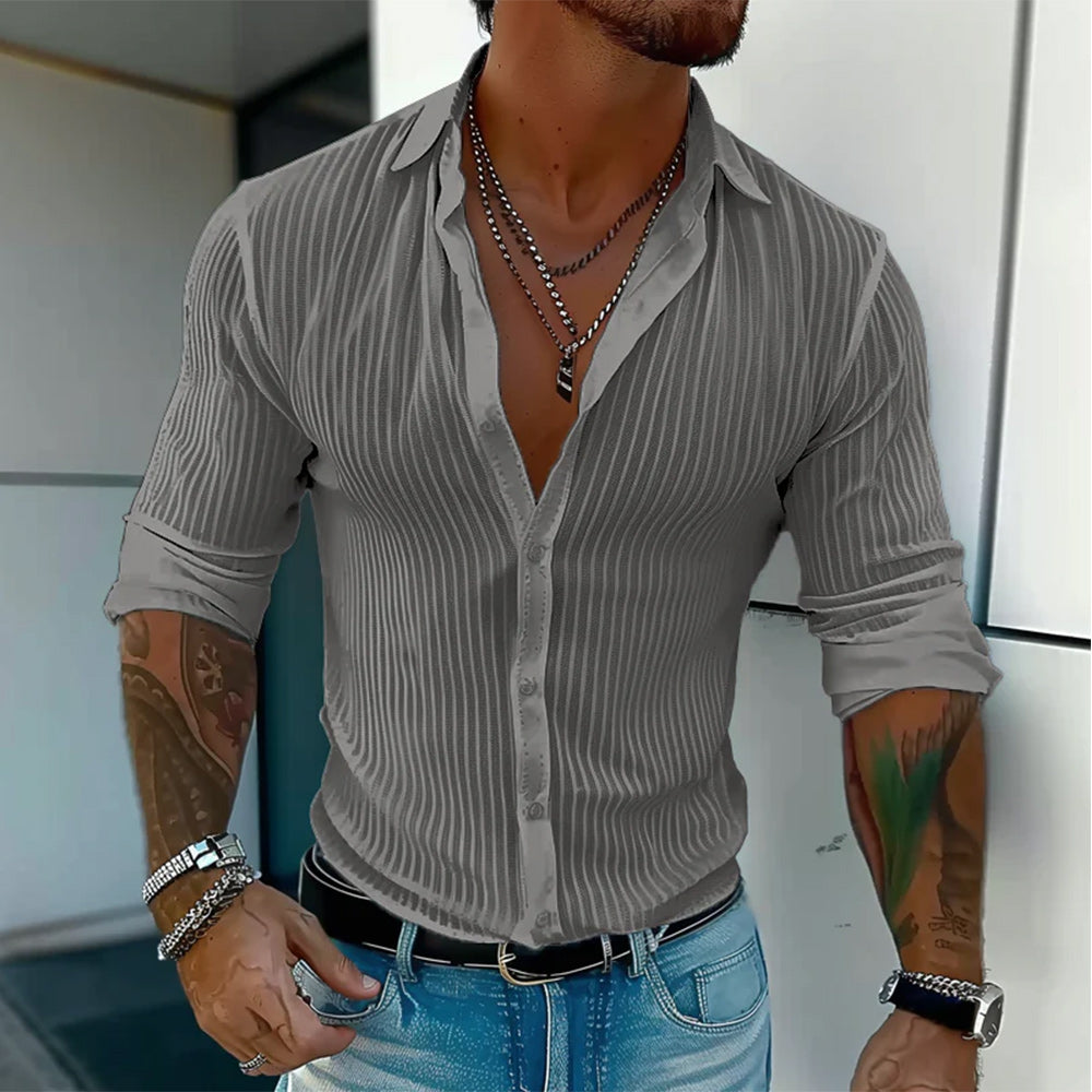 Maxence - Camicia a righe con colletto Milan per uomo