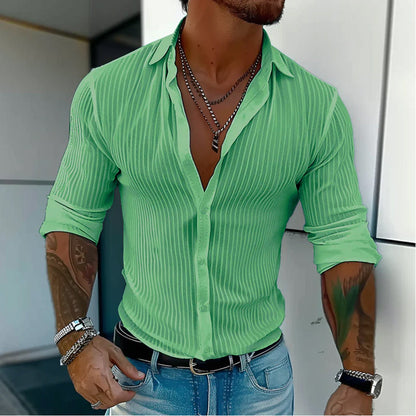 Maxence - Camicia a righe con colletto Milan per uomo