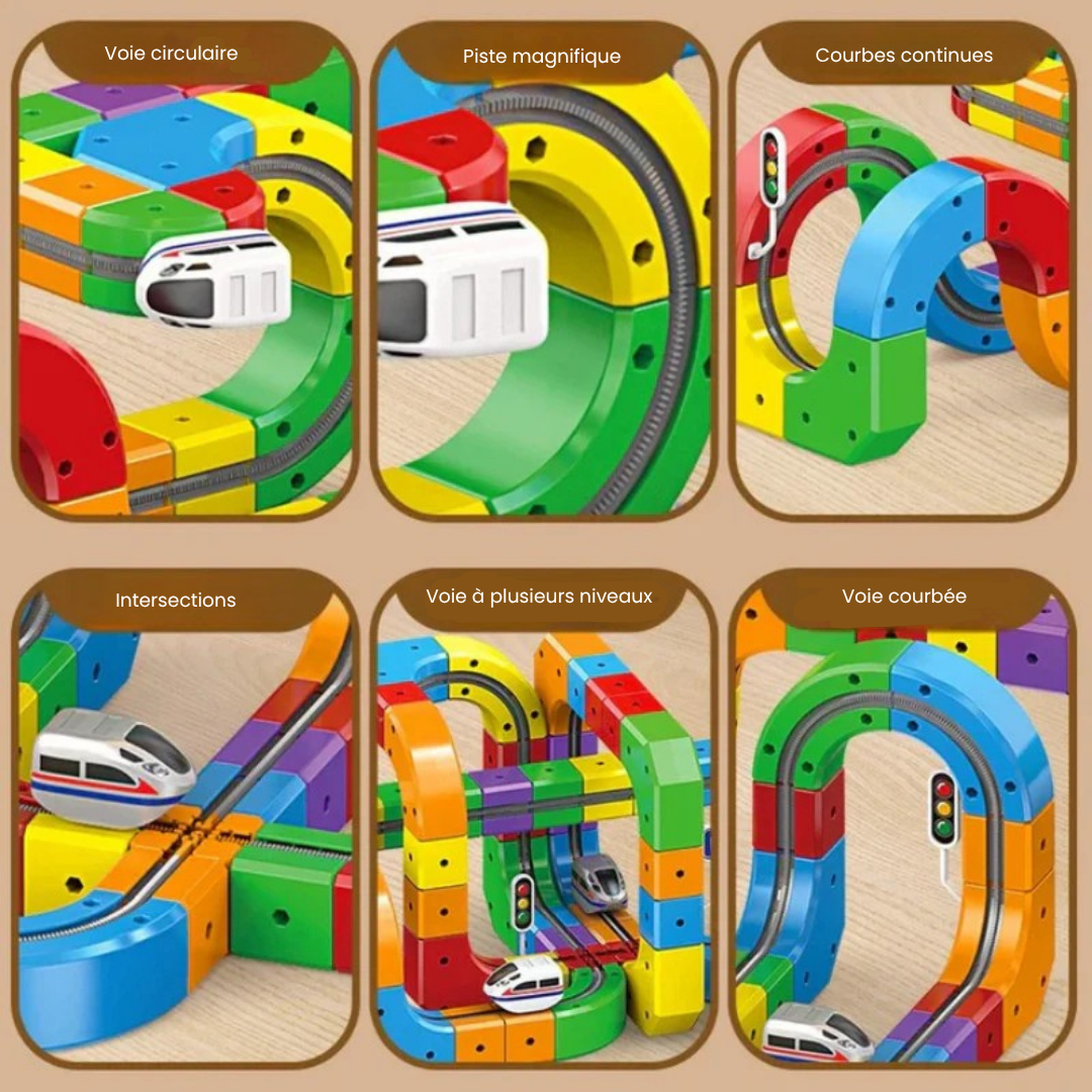 Tracivie - Pista a cubi fai-da-te – Creativo & Attivo – Gioco del treno DIY