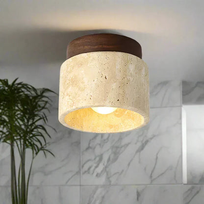 ZenithPierre - Lampada da soffitto giapponese in travertino