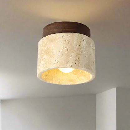 ZenithPierre - Lampada da soffitto giapponese in travertino