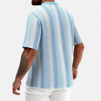 Camicia estiva leggera a righe e struttura per uomo – Traspirante, maniche corte e alla moda