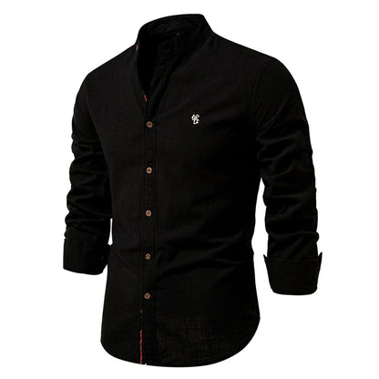 Camicia con Collo Alto – Elegante Camicia Slim Fit per Tempo Libero e Business per Uomini