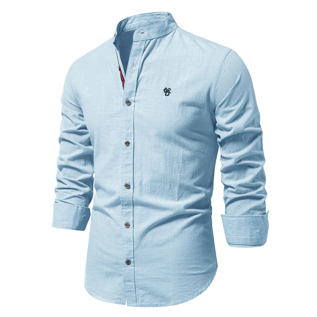Camicia con Collo Alto – Elegante Camicia Slim Fit per Tempo Libero e Business per Uomini