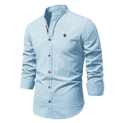 Camicia con Collo Alto – Elegante Camicia Slim Fit per Tempo Libero e Business per Uomini