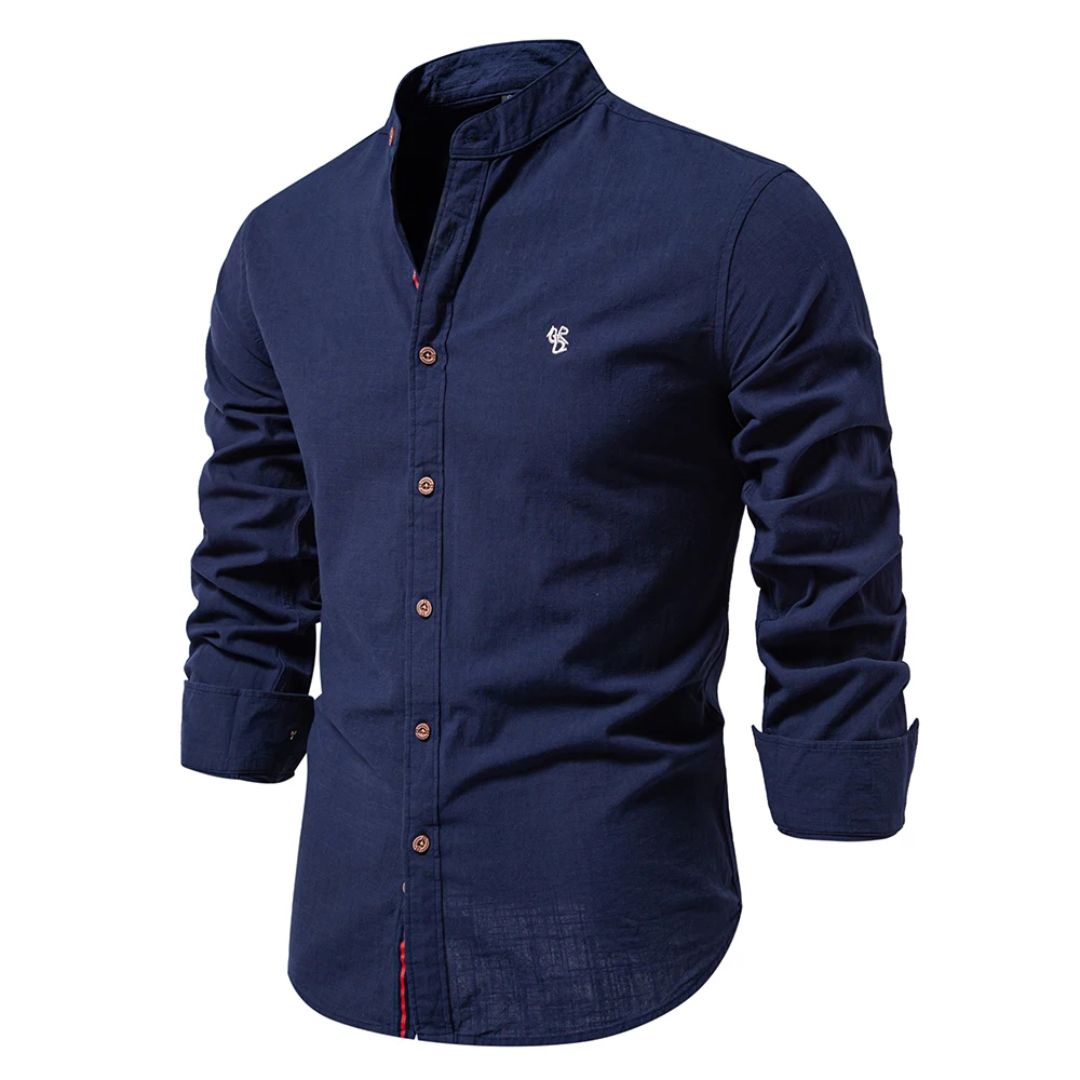 Camicia con Collo Alto – Elegante Camicia Slim Fit per Tempo Libero e Business per Uomini