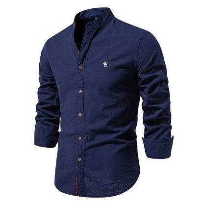 Camicia con Collo Alto – Elegante Camicia Slim Fit per Tempo Libero e Business per Uomini