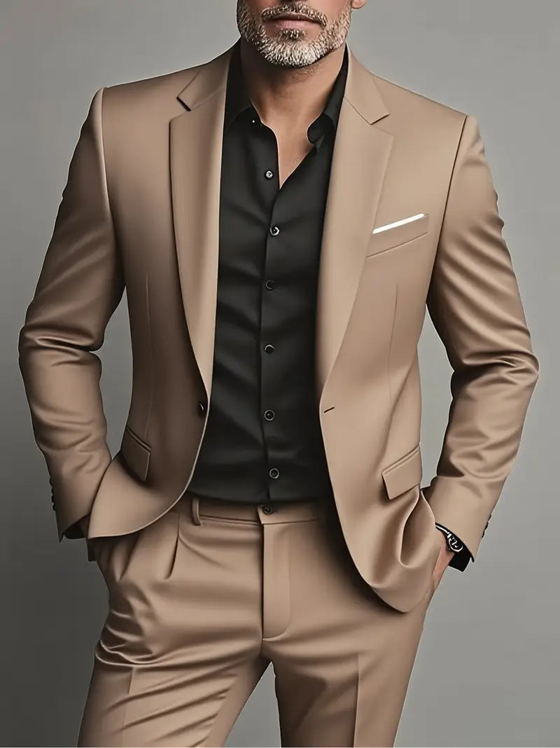 Elegante completo slim fit con giacca e pantaloni – Look moderno per affari ed eventi per uomini