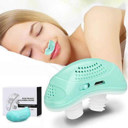Dispositivo Mikro-CPAP contro l'apnea notturna - Dispositivo portatile anti-russamento senza maschera, verde chiaro e silenzioso