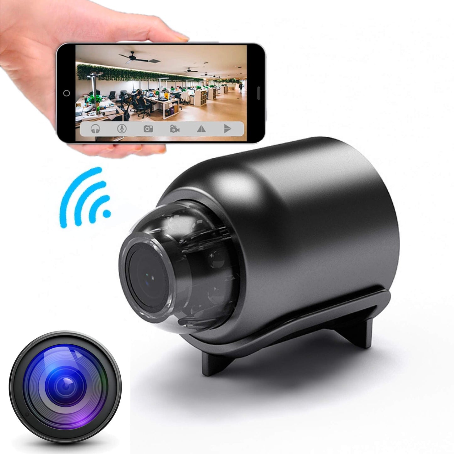 MiniVigi - Mini-Camera Wi-Fi impermeabile 1080P con visione notturna a 160°