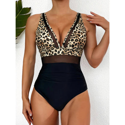 Costume da bagno elegante per donne con dettagli in rete – Scollo a V profondo e modellante