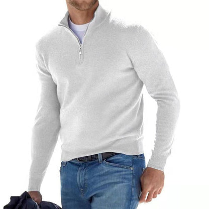 Enzo - Pullover Premium con colletto a zip in colori uniti per uomini