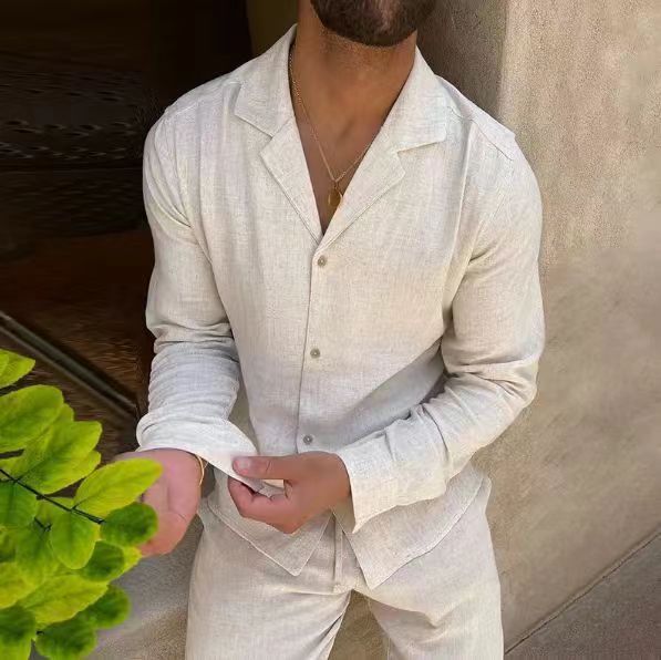 Elegante completo a due pezzi per uomo – Outfit casual con camicia e pantaloni