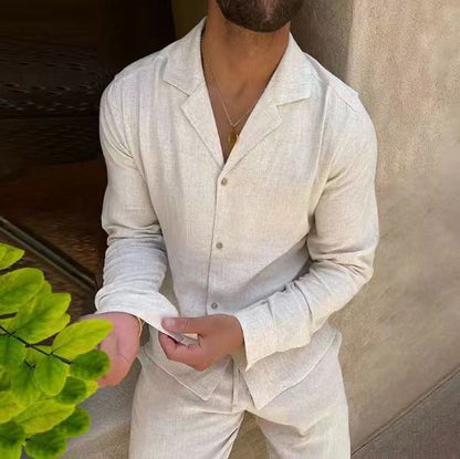 Elegante completo a due pezzi per uomo – Outfit casual con camicia e pantaloni