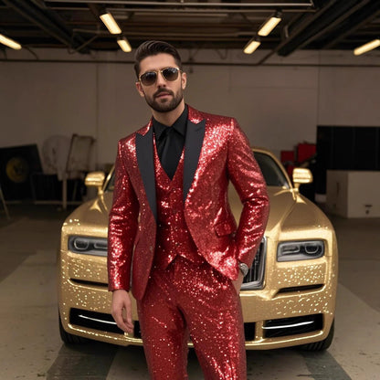 Completo scintillante in paillettes per uomini – Set elegante per feste e gala