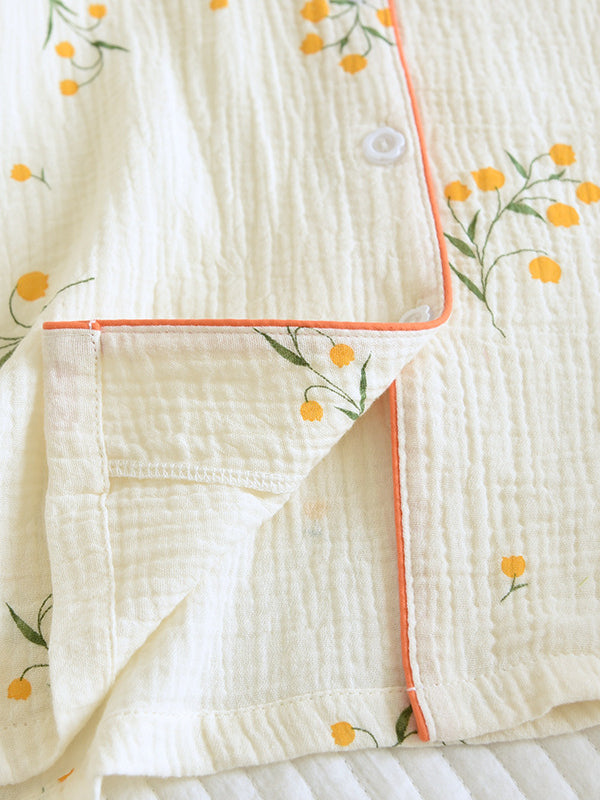 Rosélis - Elegante set di pigiama in cotone per donne con blusa a maniche corte e pantaloni corti elasticizzati