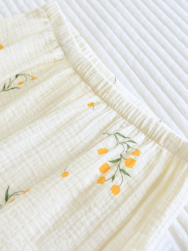 Rosélis - Elegante set di pigiama in cotone per donne con blusa a maniche corte e pantaloni corti elasticizzati