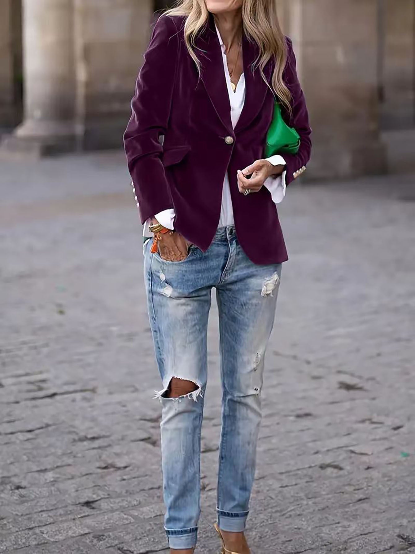 Lola - Blazer di velluto lussuoso con bottoni dorati per la primavera