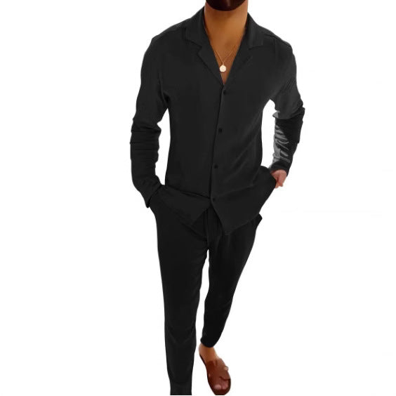 Elegante completo a due pezzi per uomo – Outfit casual con camicia e pantaloni