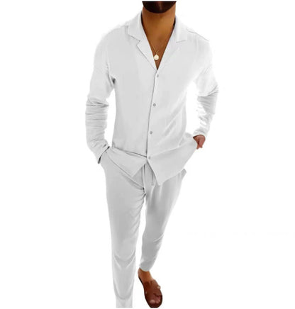 Elegante completo a due pezzi per uomo – Outfit casual con camicia e pantaloni
