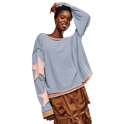 Pullover oversize con stelle in stile vintage – Maglione casual per donne