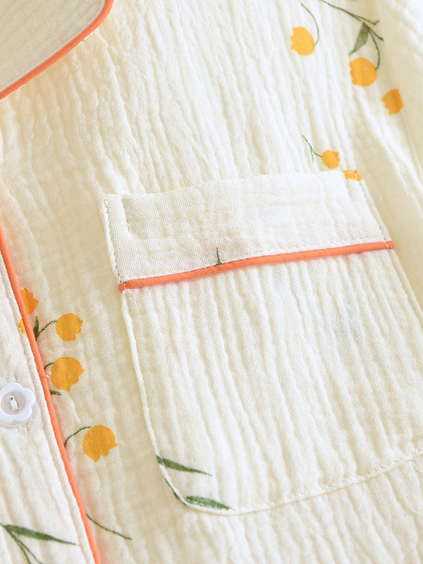 Rosélis - Elegante set di pigiama in cotone per donne con blusa a maniche corte e pantaloni corti elasticizzati