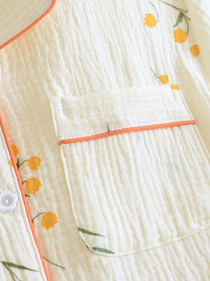Rosélis - Elegante set di pigiama in cotone per donne con blusa a maniche corte e pantaloni corti elasticizzati
